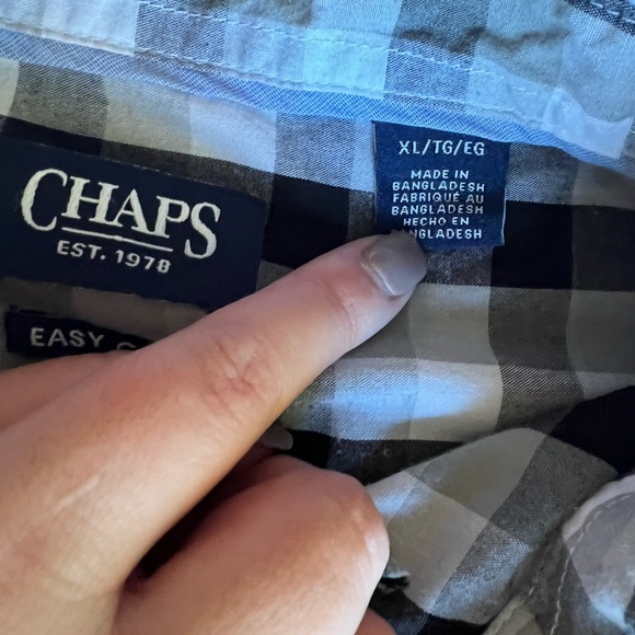 Men’s chaps extra large black/white checkered button down shirt - Picture 7 of 9